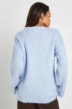 Pull oversize de maternité à col rond en tissu duveteux