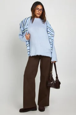 Pull oversize de maternité à col rond en tissu duveteux