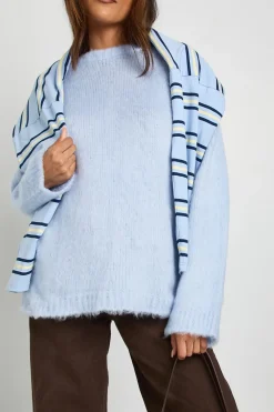 Pull oversize de maternité à col rond en tissu duveteux