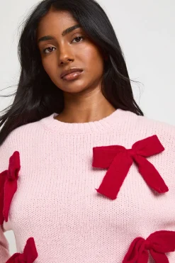 boohoo Pull oversize en maille épaisse avec nœud<Femme Pulls Et Gilets|Toutes Les Mailles