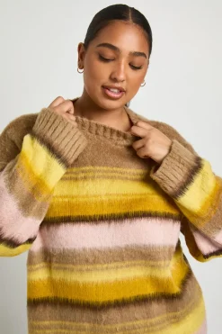 Pull oversize à rayures brossées Plus