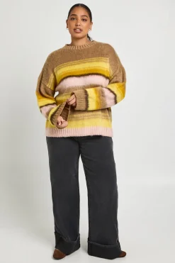 Pull oversize à rayures brossées Plus