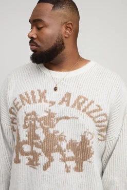 boohooMAN Pull oversize western brossé et brodé Plus<Homme Tout Afficher|Maille