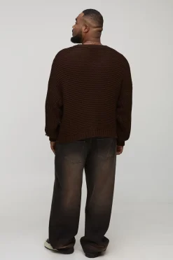 Pull-over surdimensionné à col en V en maille épaisse