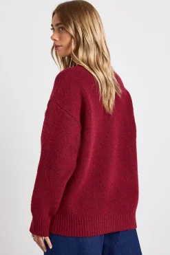 Pull-over surdimensionné en maille épaisse ultrasouple à col rond