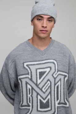 Pull-over surdimensionné, style boxy, en boucle brossée varsity tricotée