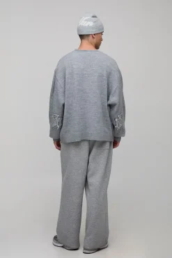 Pull-over surdimensionné, style boxy, en boucle brossée varsity tricotée
