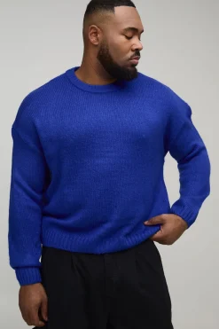Pull-over tricoté brossé à coupe boxy Plus Basic
