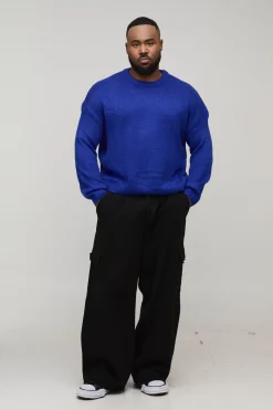 Pull-over tricoté brossé à coupe boxy Plus Basic