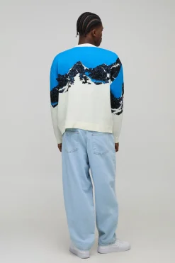 boohooMAN Pull-over tricoté surdimensionné à coupe carrée et motif jacquard style ski<Homme Maille|Mailles