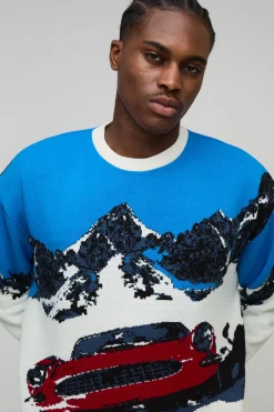 boohooMAN Pull-over tricoté surdimensionné à coupe carrée et motif jacquard style ski<Homme Maille|Mailles