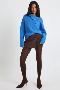 Pull-over ultra doux à col haut, asymétrique et boutonné