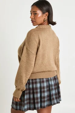 boohoo Pull Plus à col avec ourlet côtelé tricoté<Femme Pulls Et Gilets|Toutes Les Mailles