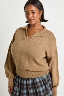 boohoo Pull Plus à col avec ourlet côtelé tricoté<Femme Pulls Et Gilets|Toutes Les Mailles