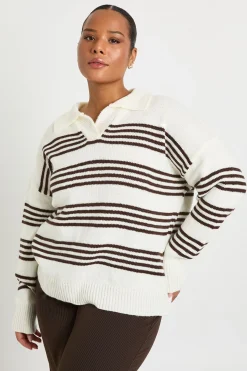 Pull Plus à col rayé