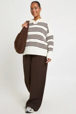 Pull Plus à col rayé