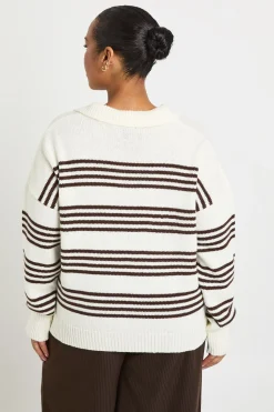 Pull Plus à col rayé