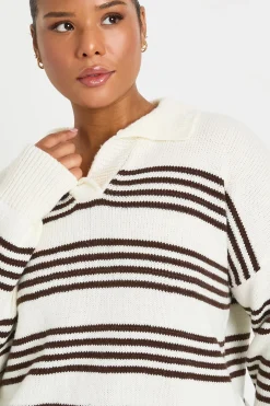 Pull Plus à col rayé