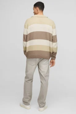 Pull polo tricoté officiel Oversized Revere en blocs de couleurs