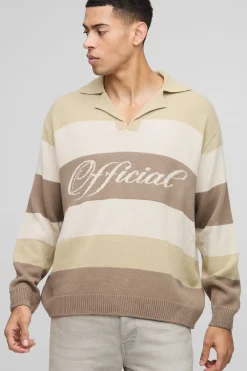 Pull polo tricoté officiel Oversized Revere en blocs de couleurs