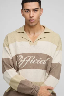 Pull polo tricoté officiel Oversized Revere en blocs de couleurs