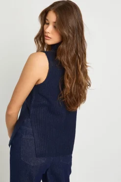 Pull sans manches à col roulé super doux