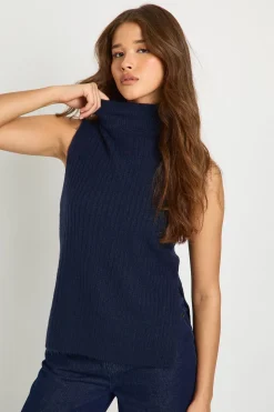 Pull sans manches à col roulé super doux