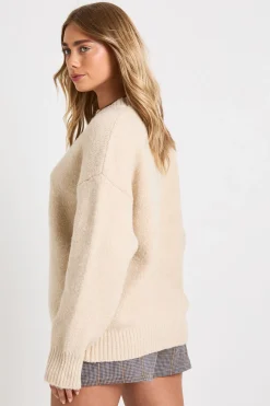 Pull surdimensionné à col rond en tricot épais ultra doux
