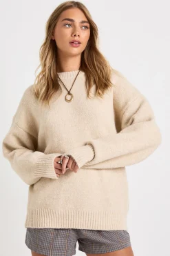 Pull surdimensionné à col rond en tricot épais ultra doux