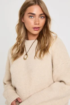 Pull surdimensionné à col rond en tricot épais ultra doux