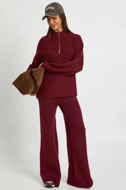 boohoo Pull surdimensionné à col zippé ultra doux et pantalon à jambes larges coordonné<Femme Pulls Et Gilets|Toutes Les Mailles