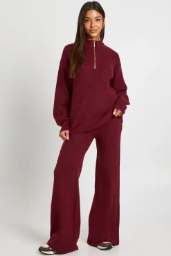 boohoo Pull surdimensionné à col zippé ultra doux et pantalon à jambes larges coordonné<Femme Pulls Et Gilets|Toutes Les Mailles