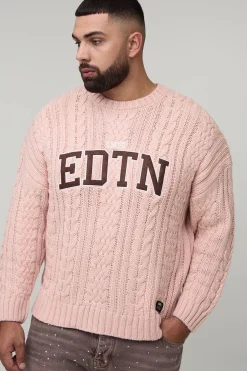 boohooMAN Pull surdimensionné en maille brodée – Édition limitée Plus<Homme Tout Afficher|Maille