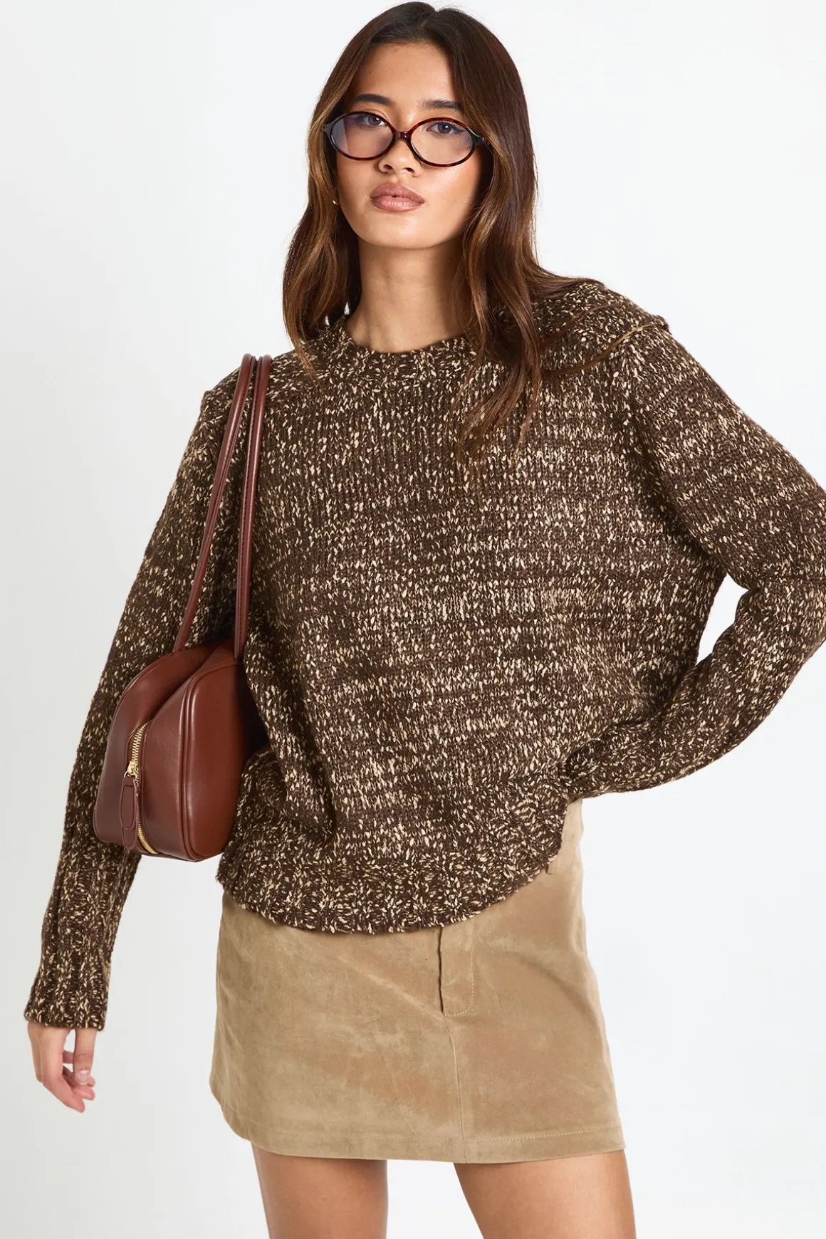 Pull surdimensionné en maille épaisse à détails de couture inversée
