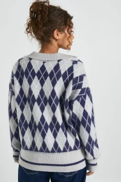 boohoo Pull surdimensionné en maille douce à col argyle<Femme Pulls Et Gilets|Toutes Les Mailles