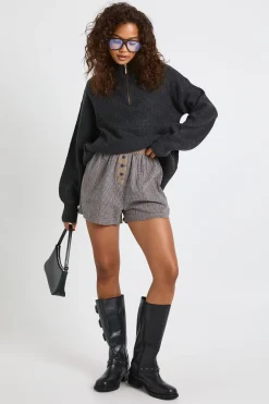 Pull surdimensionné en maille douce à col zippé