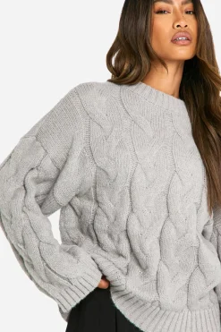 boohoo Pull surdimensionné à épaules tombantes et motif torsadé sur l'ensemble<Femme Pulls Et Gilets|Toutes Les Mailles