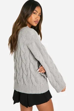 boohoo Pull surdimensionné à épaules tombantes et motif torsadé sur l'ensemble<Femme Pulls Et Gilets|Toutes Les Mailles