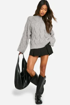 boohoo Pull surdimensionné à épaules tombantes et motif torsadé sur l'ensemble<Femme Pulls Et Gilets|Toutes Les Mailles