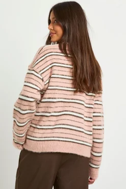 Pull surdimensionné à rayures en maille brossée