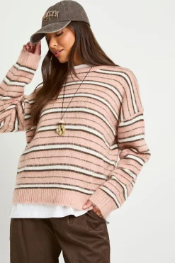 Pull surdimensionné à rayures en maille brossée