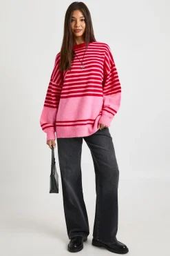 Pull surdimensionné à rayures mixtes