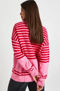 Pull surdimensionné à rayures mixtes