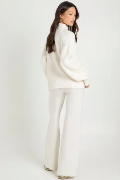 Pull surdimensionné ultra doux à col zippé et pantalon à jambes larges coordonné