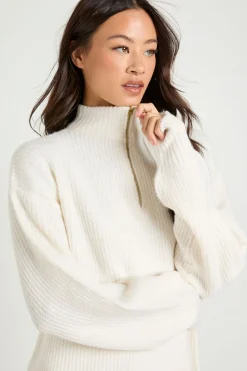 Pull surdimensionné ultra doux à col zippé et pantalon à jambes larges coordonné