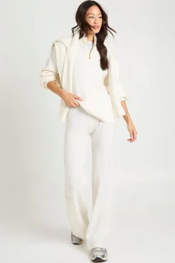 Pull surdimensionné ultra doux à col zippé et pantalon à jambes larges coordonné