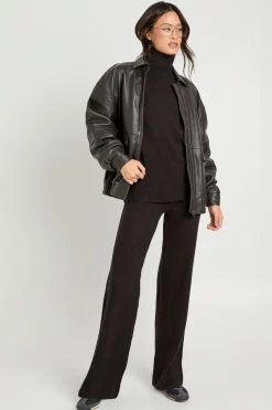 Pull surdimensionné ultra-doux à col roulé pour grandes tailles et pantalon à jambes larges coordonné