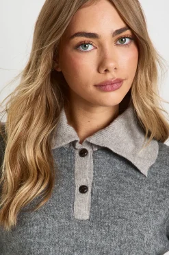 boohoo Pull tricoté ample à col boutonné<Femme Pulls Et Gilets|Toutes Les Mailles
