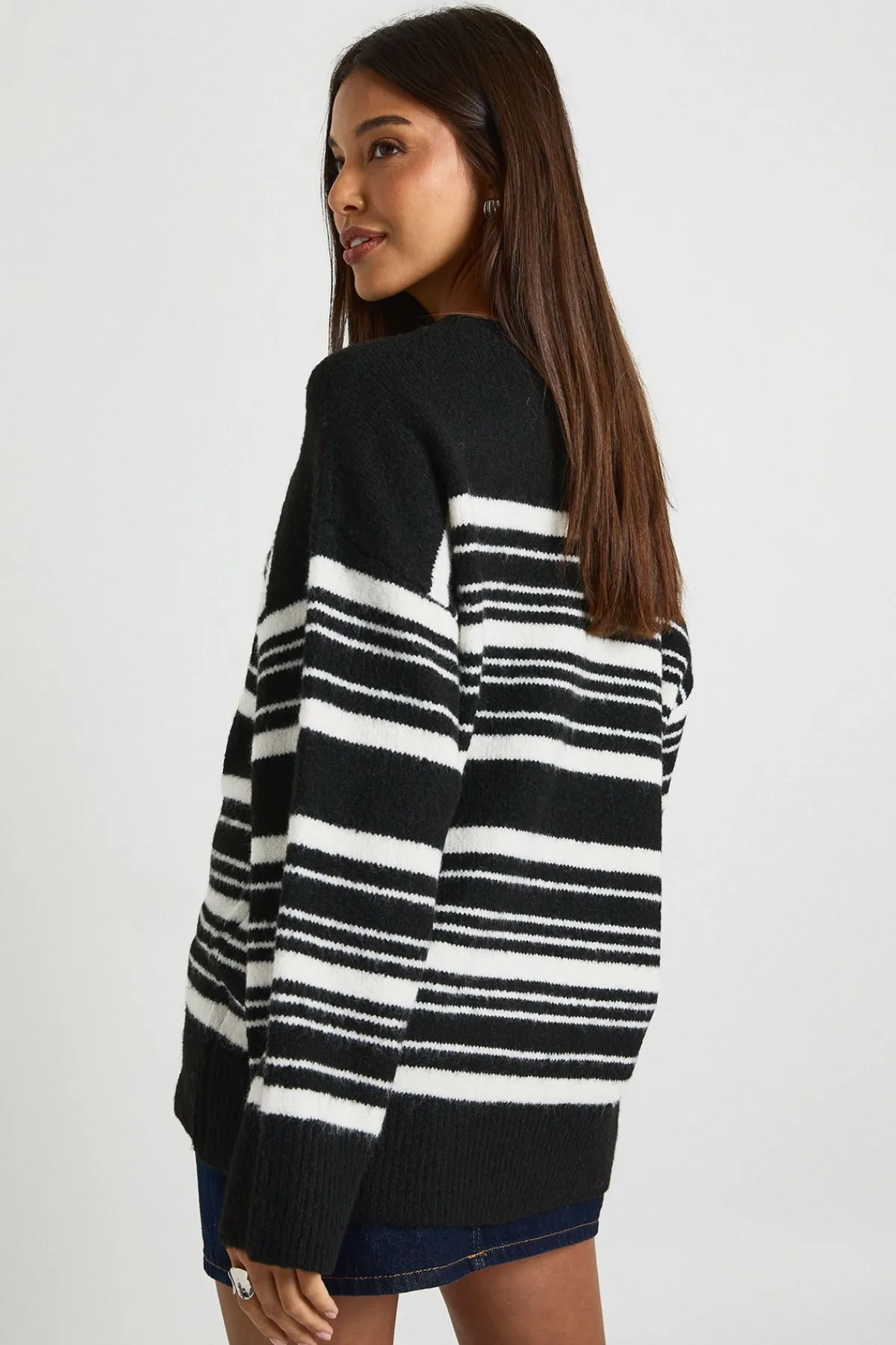 boohoo Pull tricoté ample à rayures en maille douce<Femme Pulls Et Gilets|Toutes Les Mailles