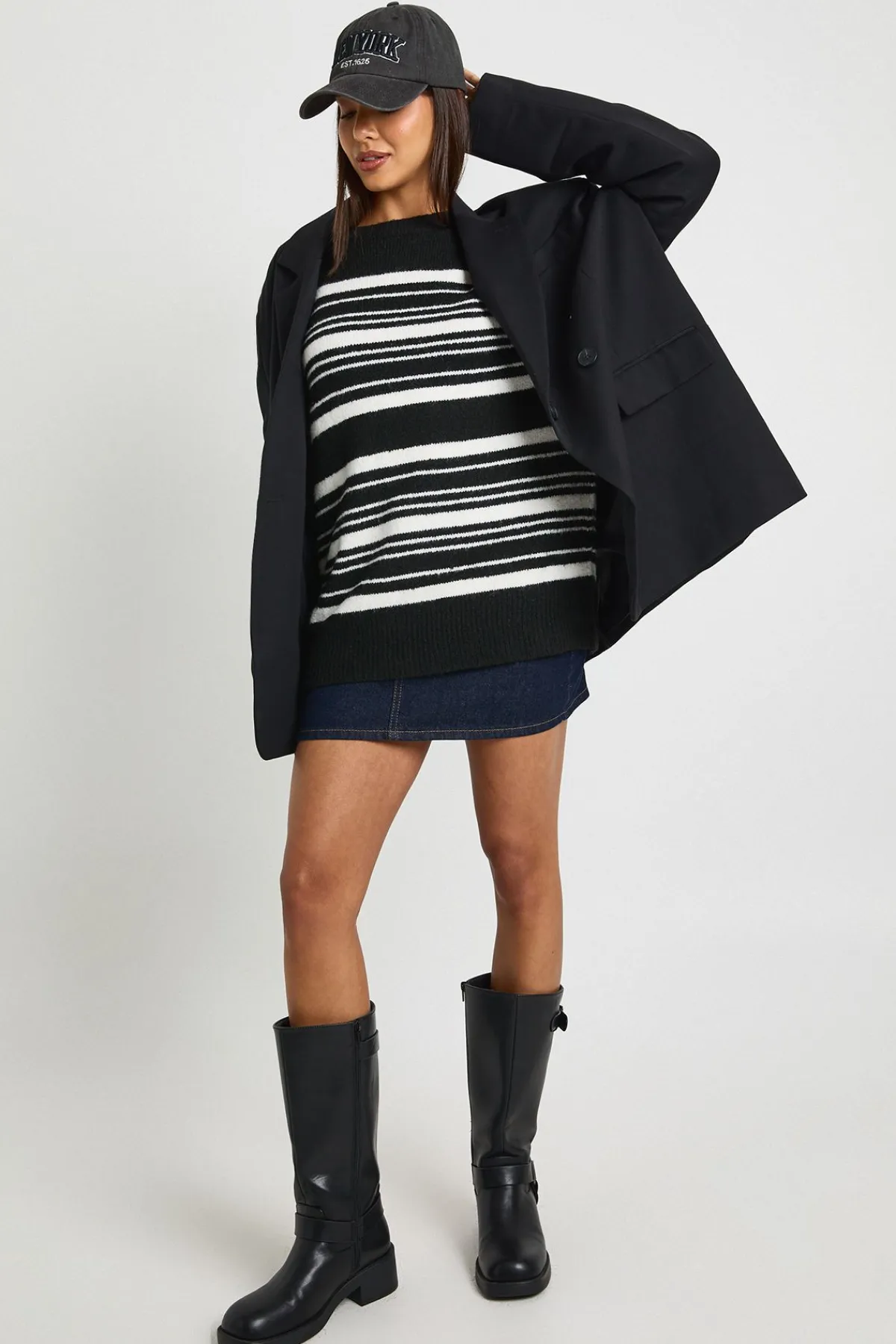 boohoo Pull tricoté ample à rayures en maille douce<Femme Pulls Et Gilets|Toutes Les Mailles